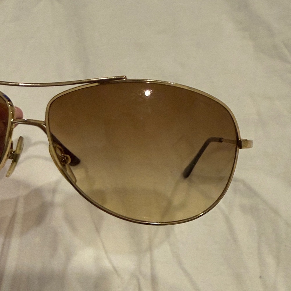 Ray-Ban Gold Frame Aviator Sunglasses with Brown Lenses - Picture 3 of 6